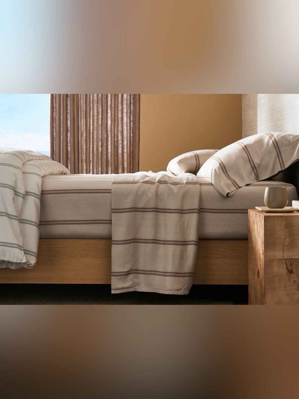 Cozy Earth Bamboo Sheet Set - Queen - Baja Stripe in Maple - NWT